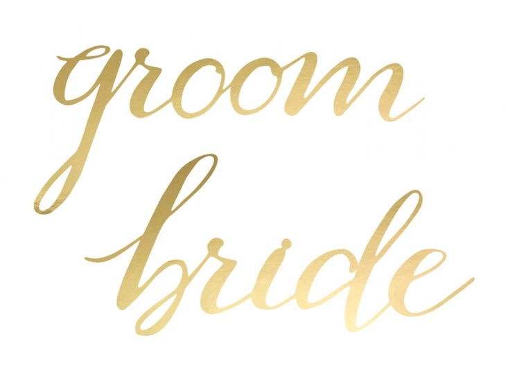 Chair Signs Bride Groom Gold