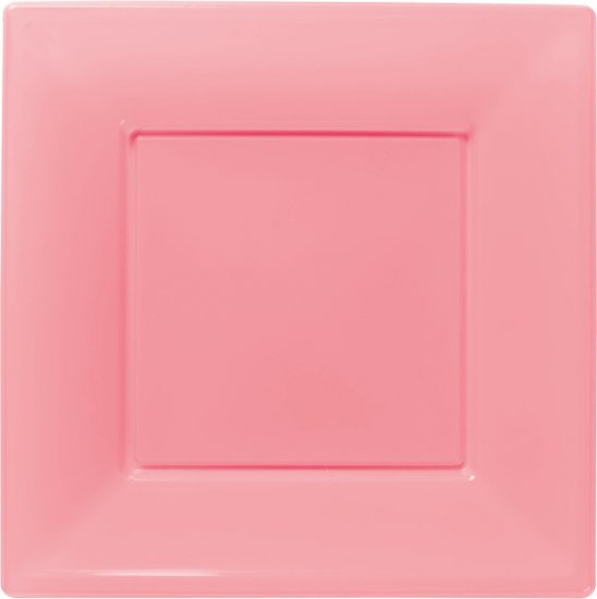 8 Square Plates 23cm Pink
