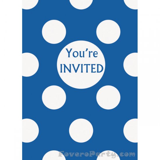 8 Blue Dots Invitations & envelope