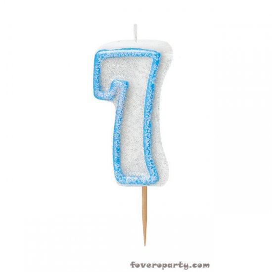 Μπλε κερί με γκλίτερς νούμερο 7