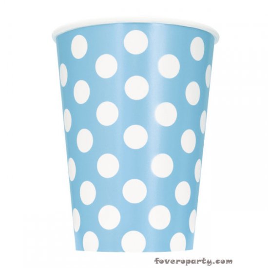6 Cups Light Blue dots