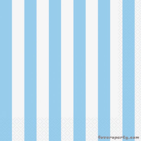 16 Napkins Light Blue Stripes