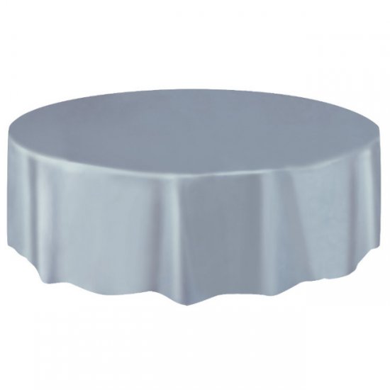 Silver Plastic Tablecover Round 213cm