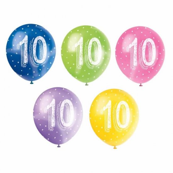 5 Balloons No.10 Assorted colours Pearlized 30cm