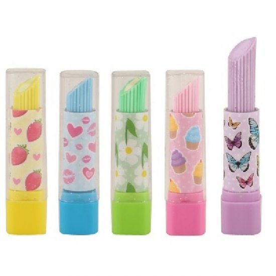 Lipstick Erasers 1pc Assorted Designs