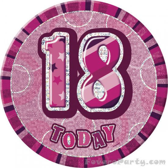 Pink Badge 18th Birthday 15cm