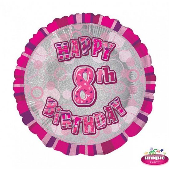 Foil Balloon 8 Prismatic Pink 45cm