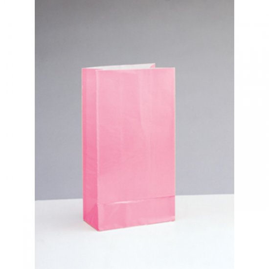12 Paper Party Bags Pink