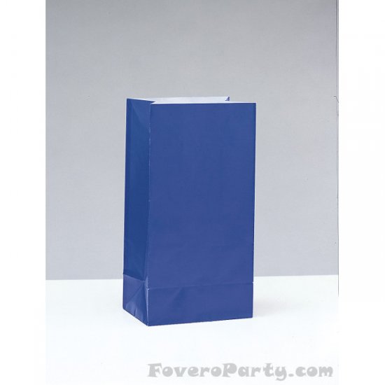 12 Paper Party Bags Blue