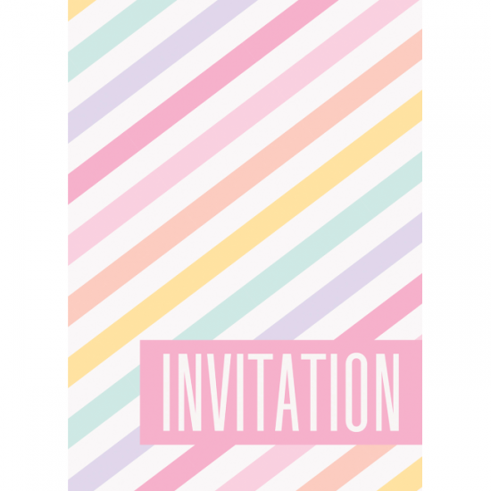 8 Invitations Pastel Stripes with envelopes