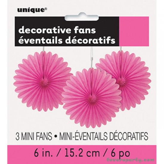 3 Decorative Fan Fuchsia 15 cm