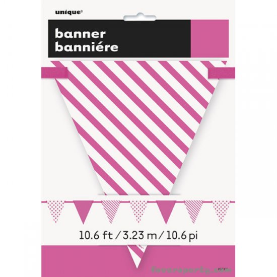 Paper Flag Banner Fuchsia Dots & Stripes 3.20m