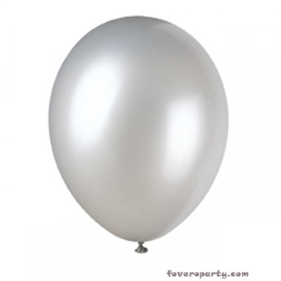 10 Balloons Pearlised Silver 30cm