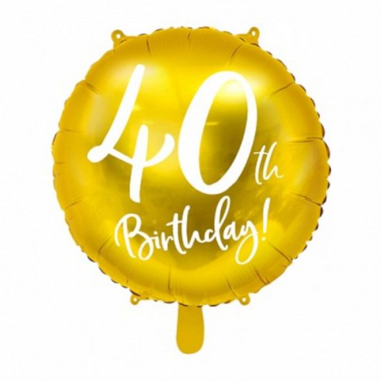 Foil Balloon 40th Birthday Gold 45cm