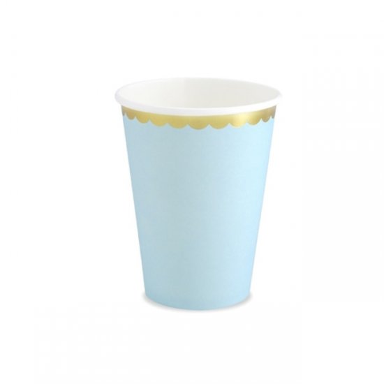 6 Paper Cups Light Blue 220ml