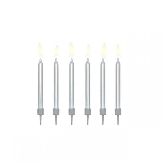 6 Candles Metallic Silver 6 cm