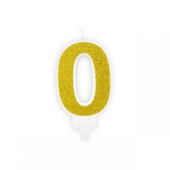 Numeral Candle 0 Gold Glittery
