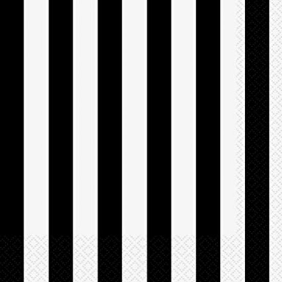 16 Napkins Black Stripe