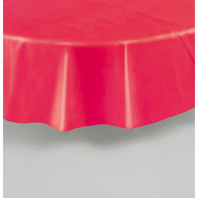 Red Plastic Tablecover Round 213cm - Click Image to Close
