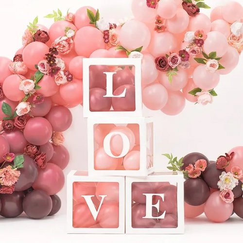 Balloon boxes LOVE, 30x30 cm, white Balloon boxes LOVE, 30x30 cm, white