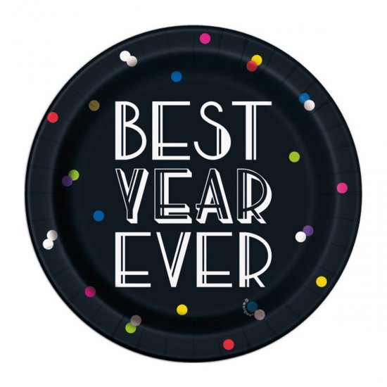 8 Paper Plates 17cm New Year Dots