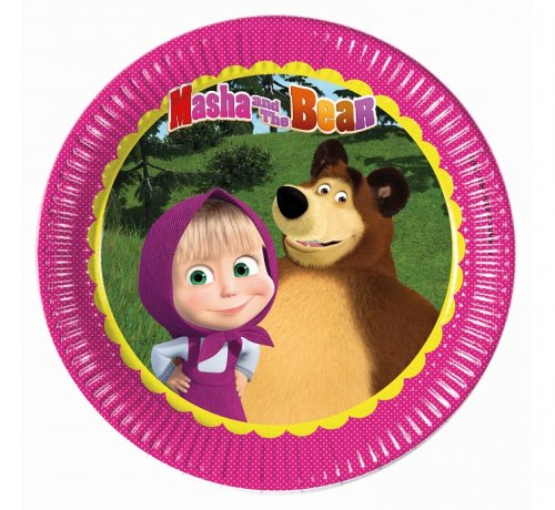 8 Paper Plates Masha & The Bear 23cm 8 Paper Plates Masha & The Bear 23cm