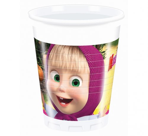 8 Plastic Cups Masha & The Bear 200ml 8 Plastic Cups Masha & The Bear 200ml