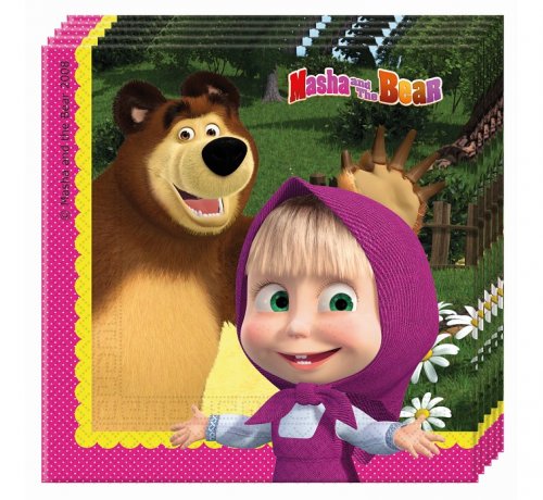 20 Napkins Masha & The Bear 33x33cm 2ply 20 Napkins Masha & The Bear 33x33cm 2ply