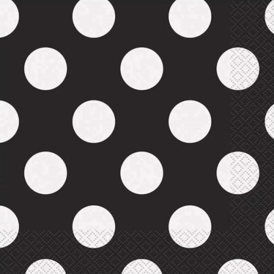 16 Napkins Black Dots