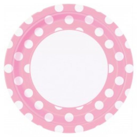 8 Plates Pink Dots 23cm