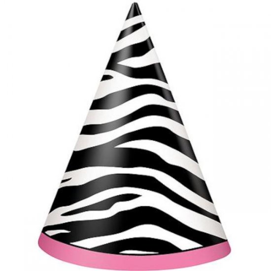 8 Party Hats Zebra