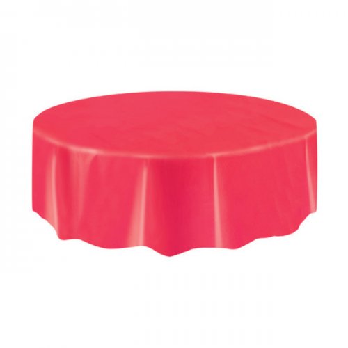 Red Plastic Tablecover Round 213cm Red Plastic Tablecover Round 213cm