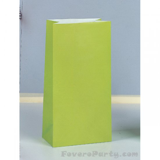 12 Paper Party Bags Lime Green