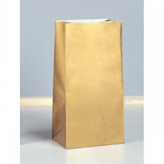 10 Paper Party Bags Gold