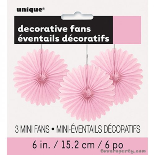 3 Decorative Fan Pink 15 cm 3 Decorative Fan Pink 15 cm