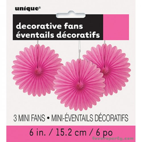 3 Decorative Fan Fuchsia 15 cm 3 Decorative Fan Fuchsia 15 cm