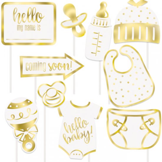 Baby Shower Photo props Gold(10pcs)