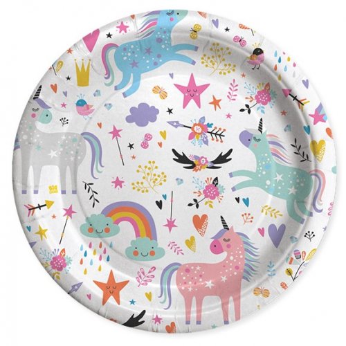 8 Plates Unicorn Rainbow 24cm 8 Plates Unicorn Rainbow 24cm