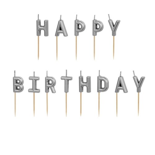 Candles Happy Birthday Silver Candles Happy Birthday Silver