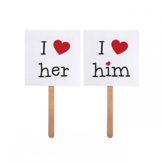 Cards on a Stick I love him/I love her (2 pc.)