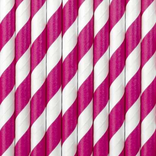 10 Paper Straws Fuchsia Stripes 10 Paper Straws Fuchsia Stripes